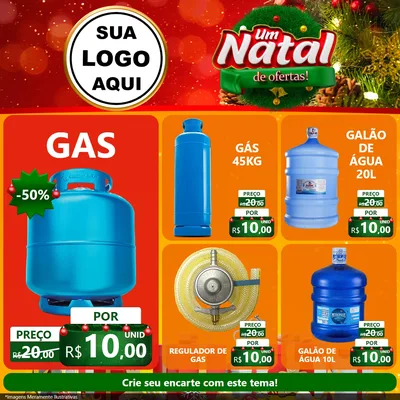Modelo de Rede Social para Feed Facebook com o tema Um Natal de Ofertas para Água e gás
