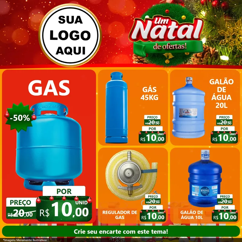 Modelo de Rede Social para Feed Facebook com o tema Um Natal de Ofertas para Água e gás