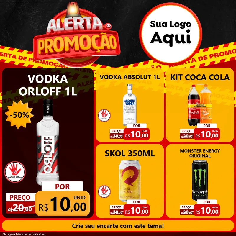 Modelo de Rede Social para Feed Facebook com o tema Alerta de Promoção para Distribuidora de bebidas