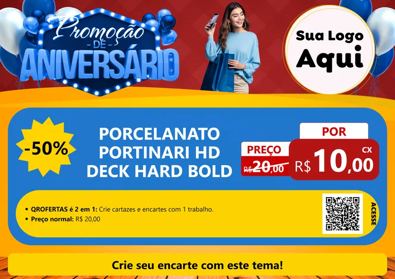 Modelo de Cartaz para Cartaz A4 Horizontal com o tema Promoção de Aniversário para Pisos e revestimentos