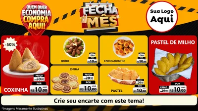 Modelo de TV para TV Horizontal com o tema Fecha Mês para Salgadaria