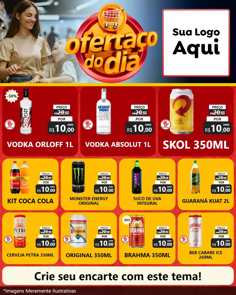 Modelo de Rede Social para Feed Instagram com o tema Ofertaço Do Dia para Distribuidora de bebidas