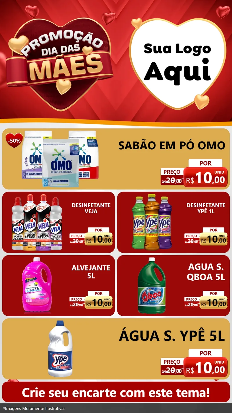 Modelo de TV para TV Vertical com o tema Promoção Dia das Mães para Produtos de Limpeza