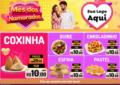 Modelo de Encarte para Encarte A4 Horizontal com o tema Mês dos Namorados para Salgadaria