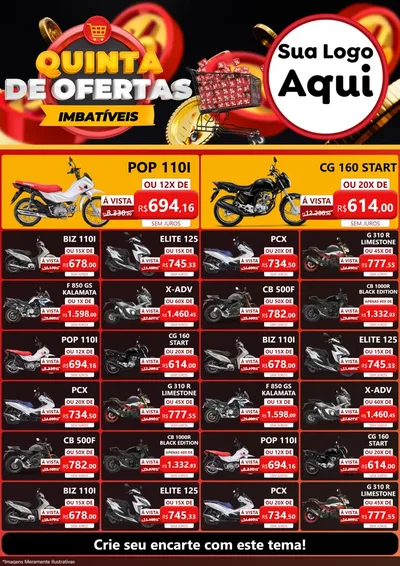 Modelo de Encarte para Encarte A4 Vertical com o tema Quinta de Ofertas Imbatíveis para Concessionaria de Motos