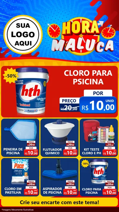 Modelo de Rede Social para Stories com o tema Hora Maluca para Produtos para Piscina