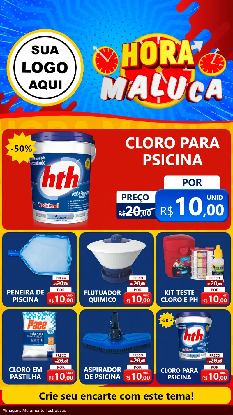 Modelo de Rede Social para Stories com o tema Hora Maluca para Produtos para Piscina
