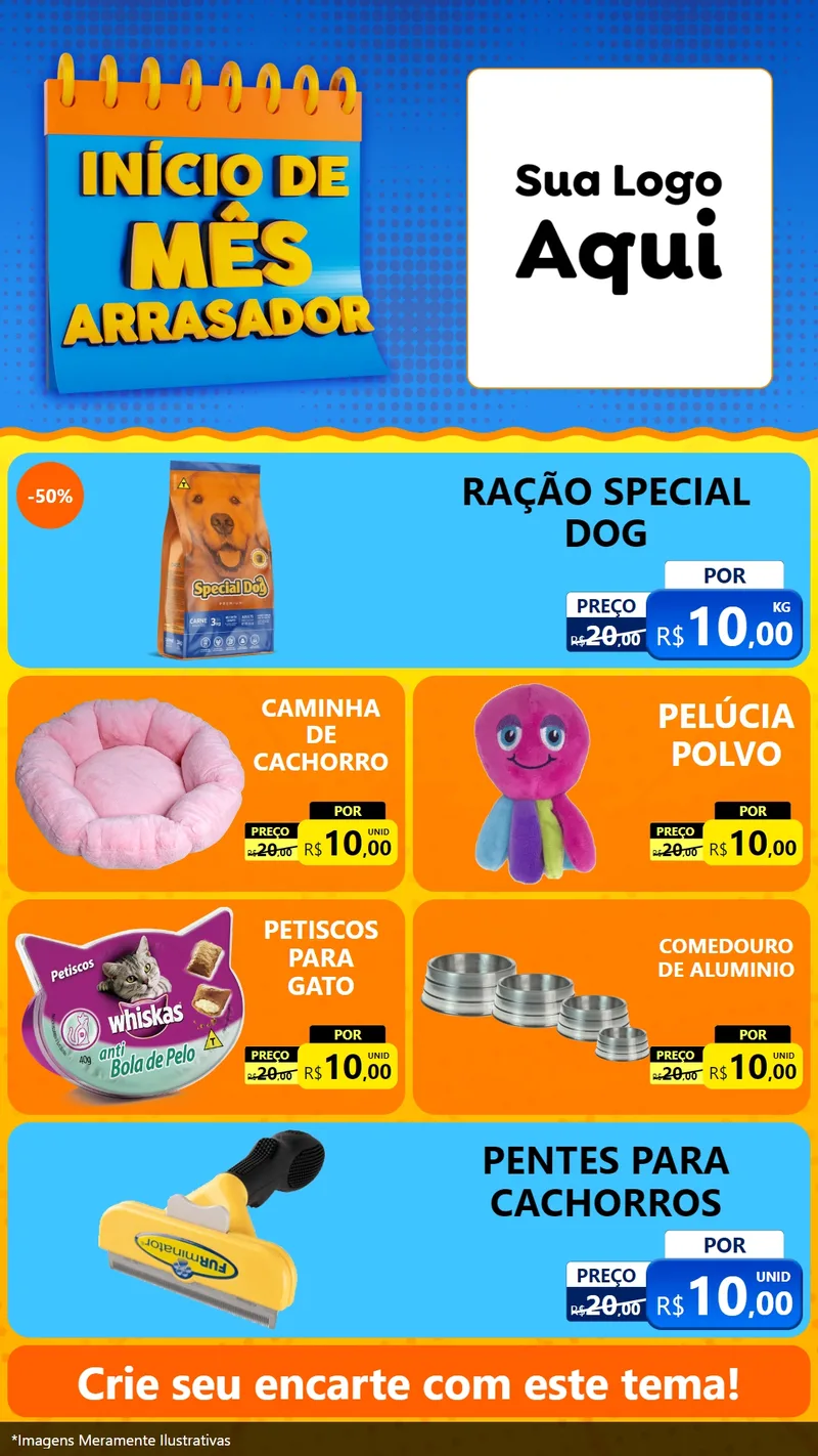 Modelo de TV para TV Vertical com o tema Início de Mês Arrasador para Pet Shop