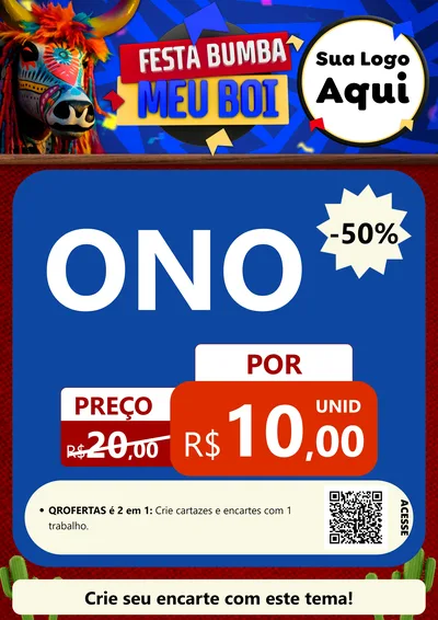 Modelo de Cartaz para Cartaz A4 Vertical com o tema Festa Bumba meu Boi para Óticas