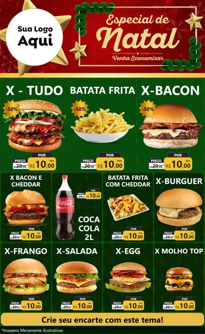 Modelo de Encarte para Encarte Grande com o tema Especial de Natal para Hamburgueria