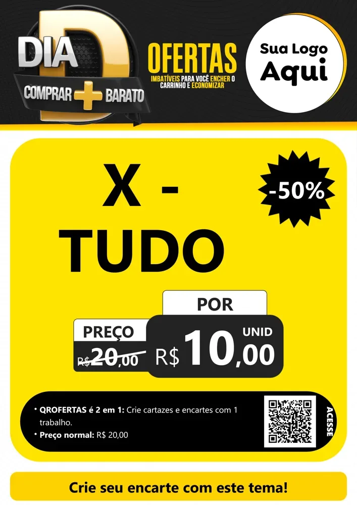 Modelo de Cartaz para Cartaz A4 Vertical com o tema Dia D Mais Economia para Hamburgueria