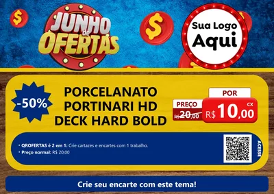 Modelo de Cartaz para Cartaz A4 Horizontal com o tema Junho de Ofertas para Pisos e revestimentos