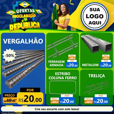 Modelo de Rede Social para Feed Facebook com o tema Ofertas Proclamação da República para Ferragens