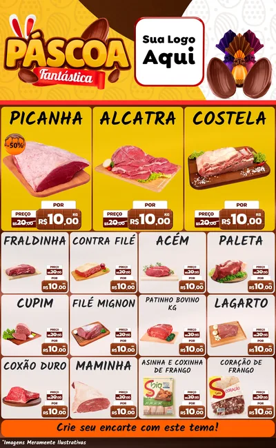 Modelo de Encarte para Encarte Grande com o tema Páscoa Fantástica para Açougue