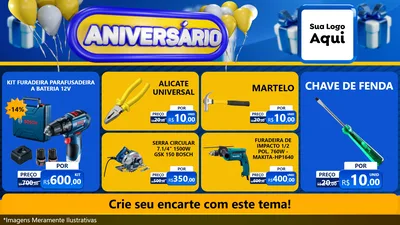 Modelo de TV para TV Horizontal com o tema Aniversário para Maquinas e Ferramentas