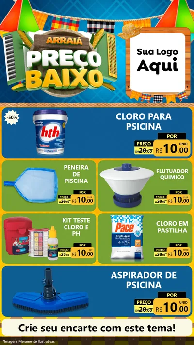 Modelo de TV para TV Vertical com o tema Arraiá de Preço Baixo - Junina para Produtos para Piscina