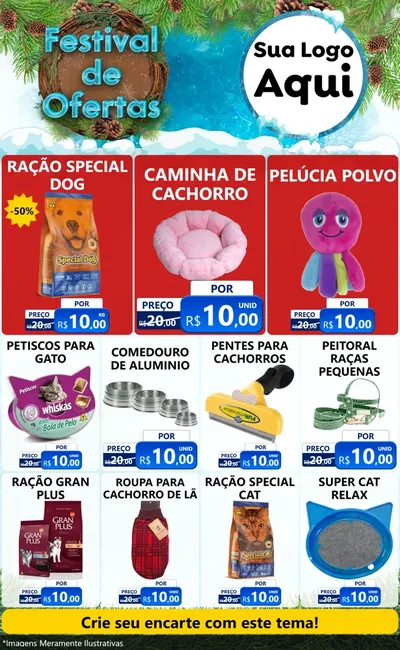 Modelo de Encarte para Encarte Grande com o tema Festival de Ofertas - Inverno para Pet Shop