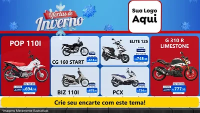 Modelo de TV para TV Horizontal com o tema Ofertas de Inverno para Concessionaria de Motos