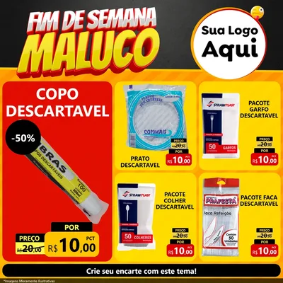 Modelo de Rede Social para Feed Facebook com o tema Final de Semana Maluco para Embalagens