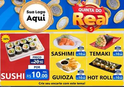 Modelo de Encarte para Encarte A4 Horizontal com o tema Quinta do Real para Comida japonesa