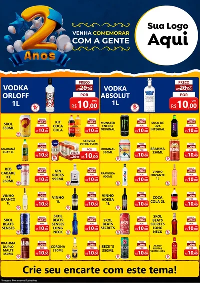 Modelo de Encarte para Encarte A4 Vertical com o tema Aniversário de 2 anos para Distribuidora de bebidas