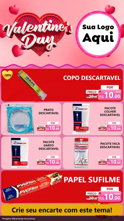 Modelo de TV para TV Vertical com o tema Valentine's Day para Embalagens