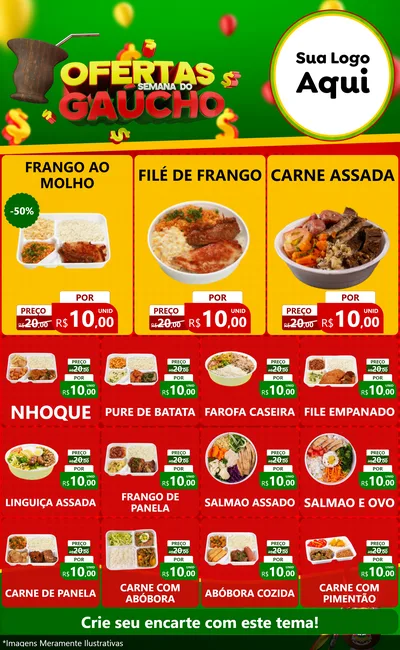 Modelo de Encarte para Encarte Grande com o tema Ofertas Semana Do Gaúcho para Restaurante