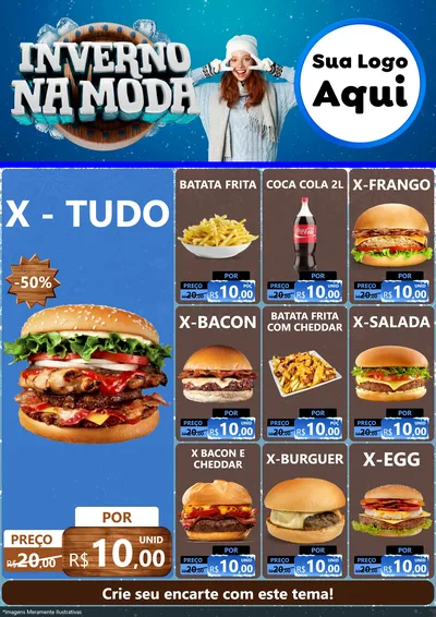 Modelo de Encarte para Encarte A4 Vertical com o tema Inverno na Moda para Hamburgueria