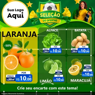 Modelo de Rede Social para Feed Facebook com o tema Seleção de Ofertas - Copa para Hortifrúti
