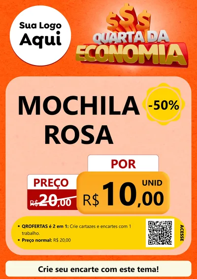Modelo de Cartaz para Cartaz A4 Vertical com o tema Quarta da Economia para Papelaria