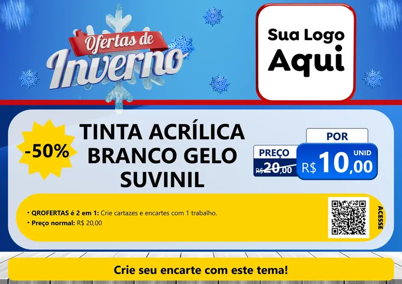 Modelo de Cartaz para Cartaz A4 Horizontal com o tema Ofertas de Inverno para Tintas e Ferramentas