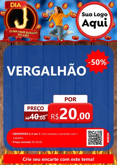 Modelo de Cartaz para Cartaz A4 Vertical com o tema Dia J - O Dia Mais Barato Do Mês para Ferragens