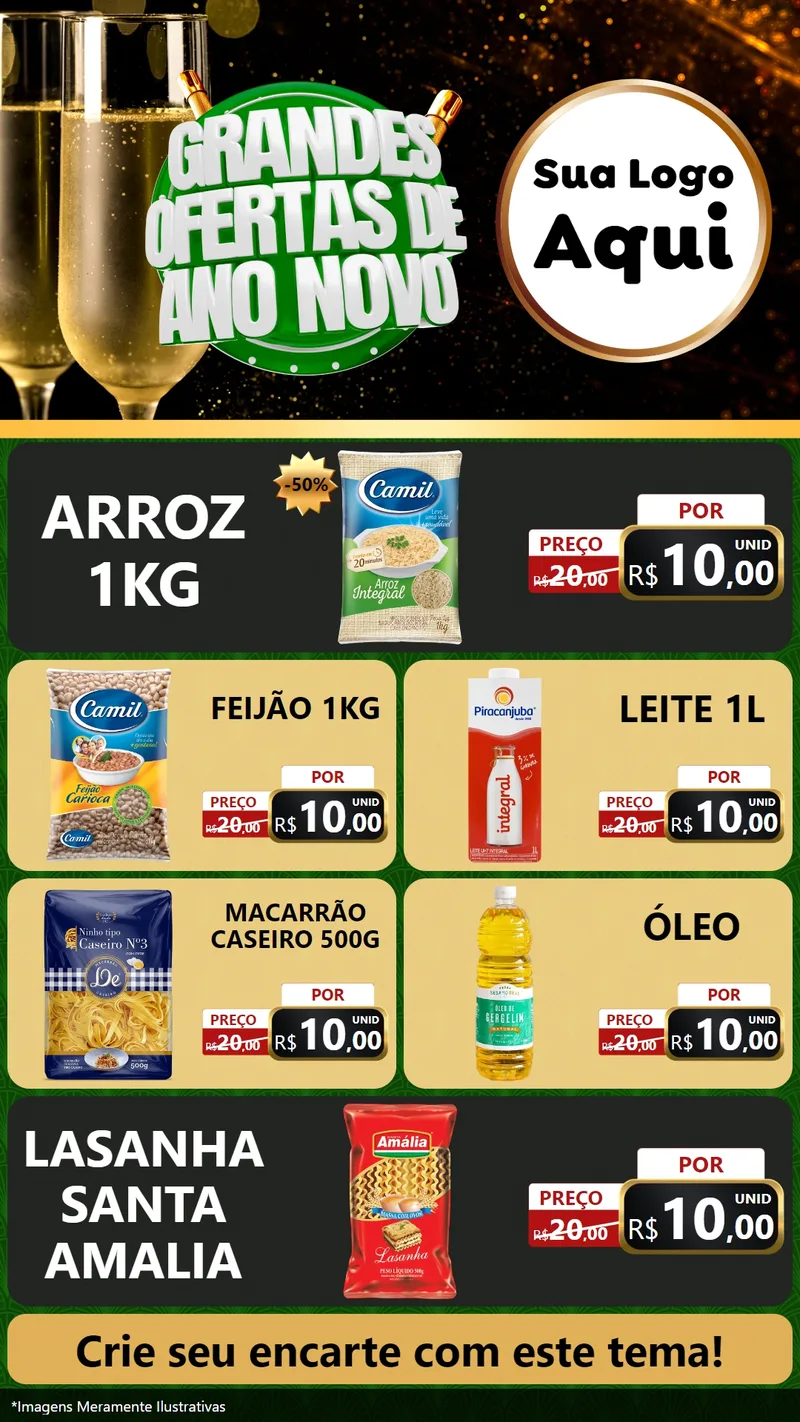 Modelo de TV para TV Vertical com o tema Grandes Ofertas de Ano Novo para Supermercado