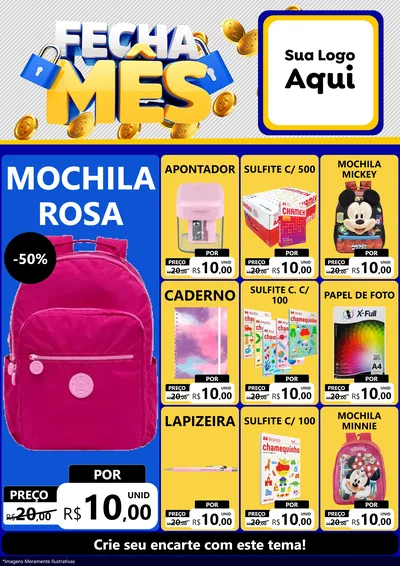 Modelo de Encarte para Encarte A4 Vertical com o tema Fecha Mês para Papelaria