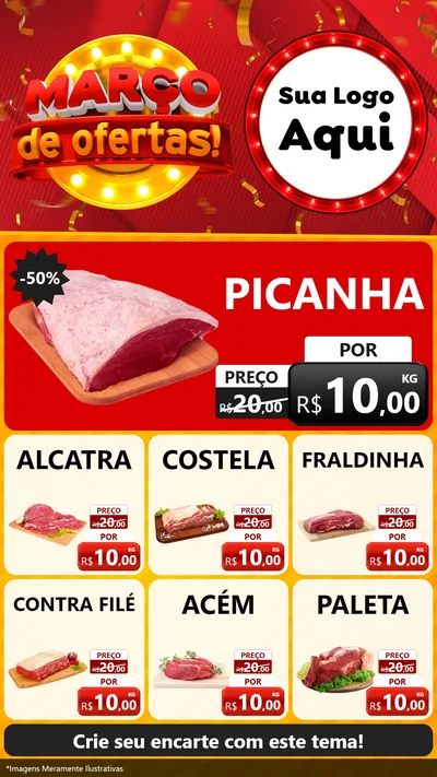 Modelo de Rede Social para Stories com o tema Março de Ofertas! para Açougue