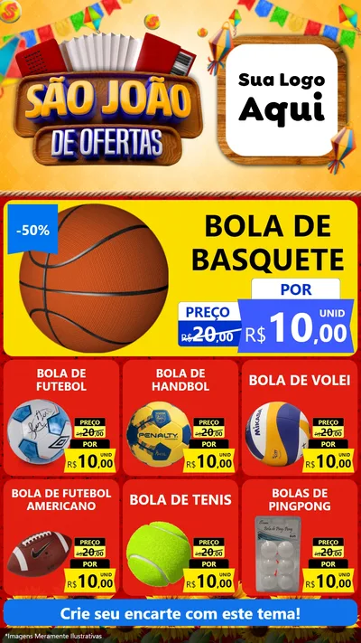 Modelo de Rede Social para Stories com o tema São João de Ofertas para Artigos Esportivos