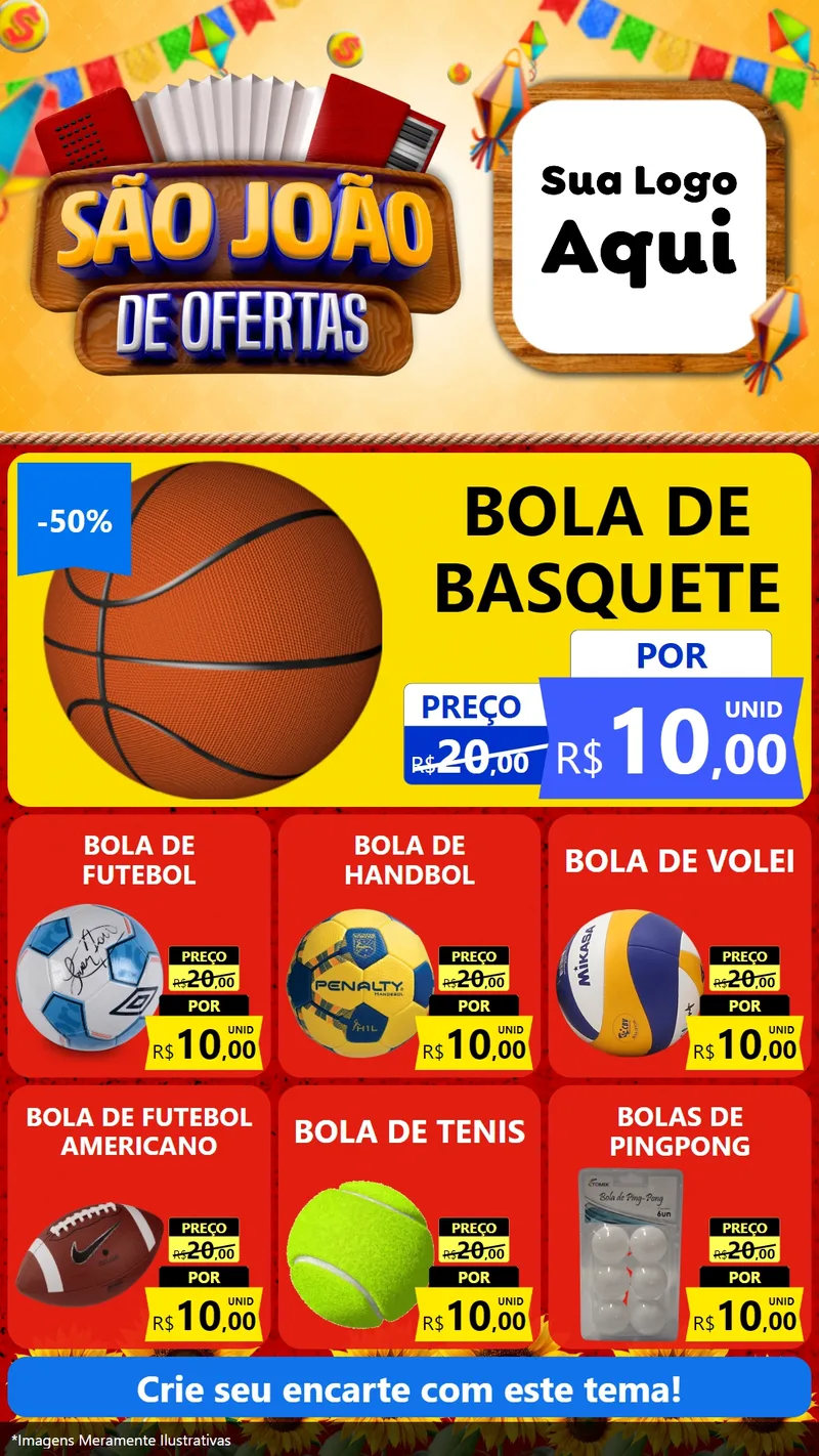 Modelo de Rede Social para Stories com o tema São João de Ofertas para Artigos Esportivos