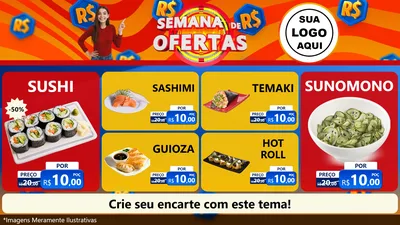 Modelo de TV para TV Horizontal com o tema Semana de Ofertas para Comida japonesa
