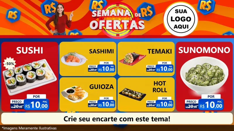 Modelo de TV para TV Horizontal com o tema Semana de Ofertas para Comida japonesa