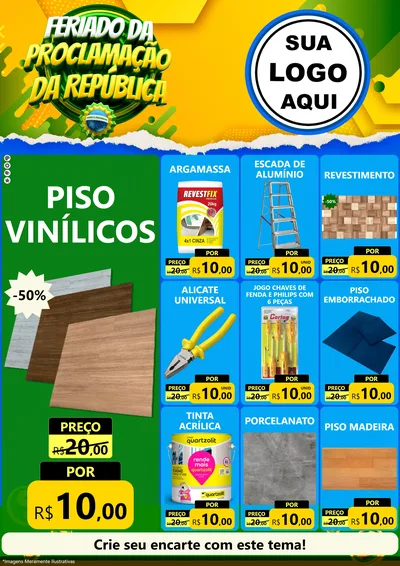 Modelo de Encarte para Encarte A4 Vertical com o tema Feriado da Proclamação da República para Material para Construção