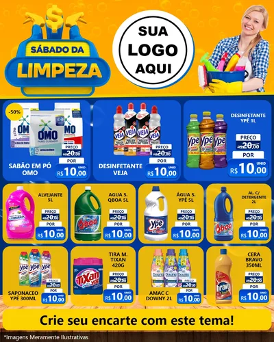 Modelo de Rede Social para Feed Instagram com o tema Sábado da Limpeza para Produtos de Limpeza