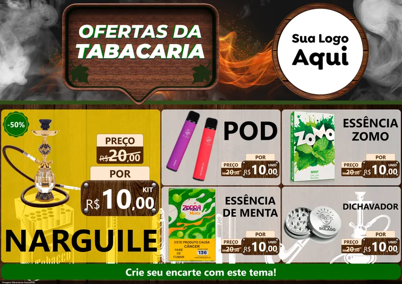 Modelo de Encarte para Encarte A4 Horizontal com o tema Ofertas da Tabacaria para Tabacaria