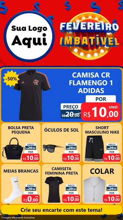 Modelo de Rede Social para Stories com o tema Fevereiro Imbatível para Roupas e acessórios