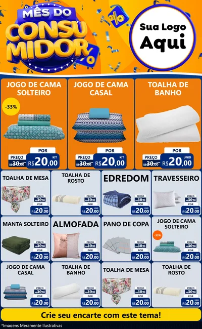Modelo de Encarte para Encarte Grande com o tema Mês do Consumidor para Cama, Mesa e Banho