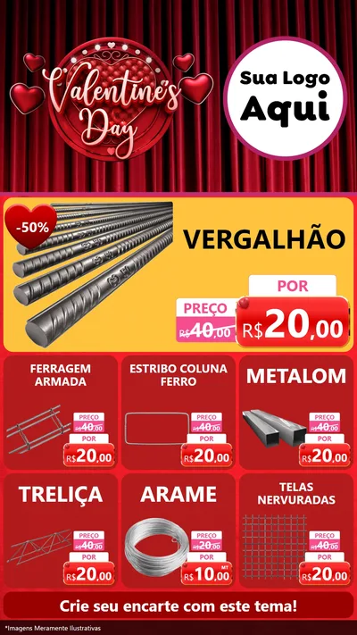 Modelo de Rede Social para Stories com o tema Valentine's Day para Ferragens