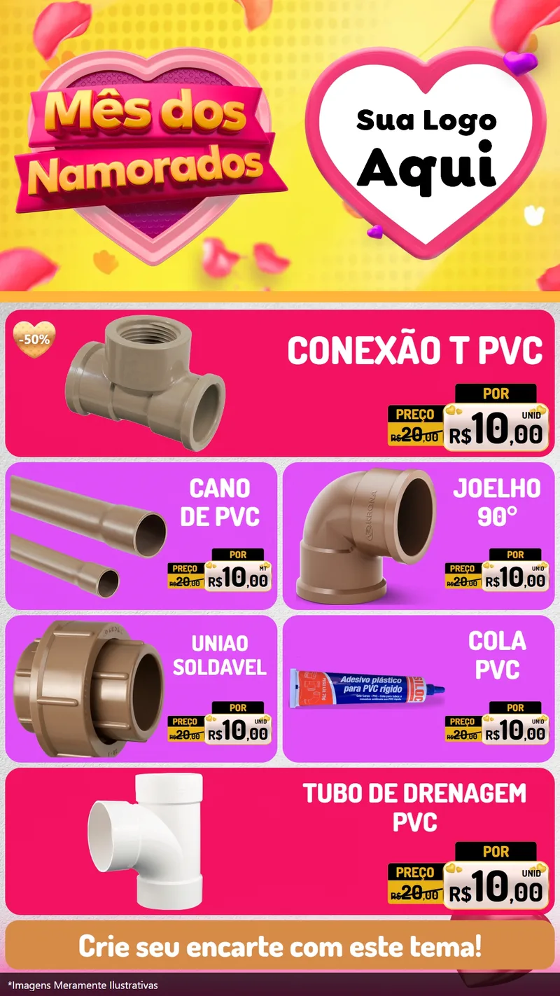 Modelo de TV para TV Vertical com o tema Mês dos Namorados para Tubos e conexões