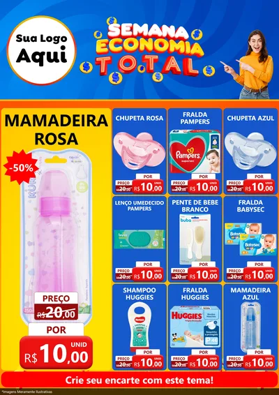 Modelo de Encarte para Encarte A4 Vertical com o tema Semana Economia Total para Bebês