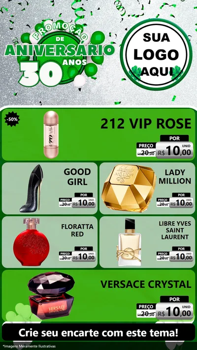 Modelo de TV para TV Vertical com o tema Promoção de Aniversário - 30 Anos para Perfumes