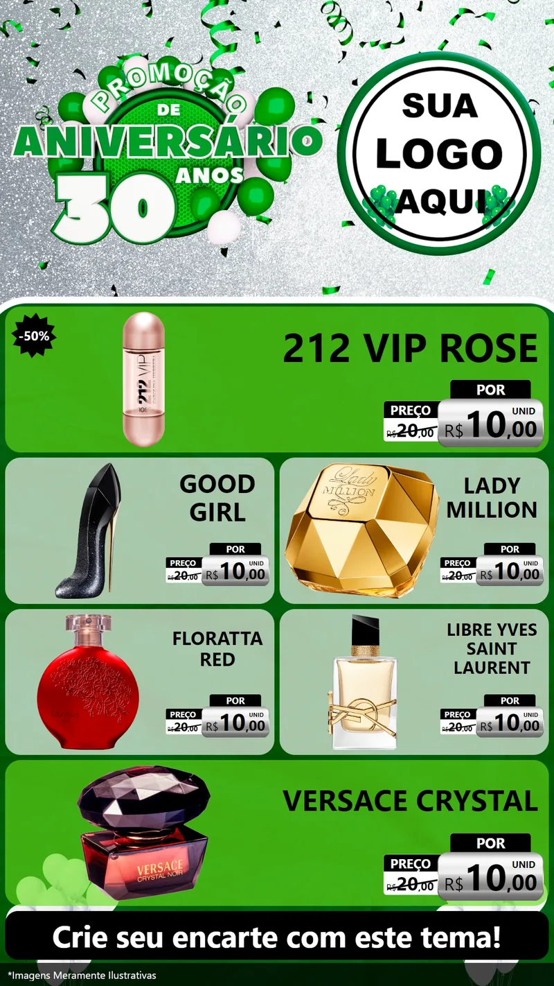 Modelo de TV para TV Vertical com o tema Promoção de Aniversário - 30 Anos para Perfumes