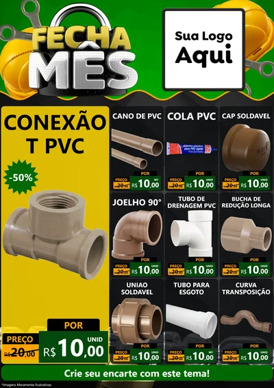 Modelo de Encarte para Encarte A4 Vertical com o tema Fecha Mês para Tubos e conexões